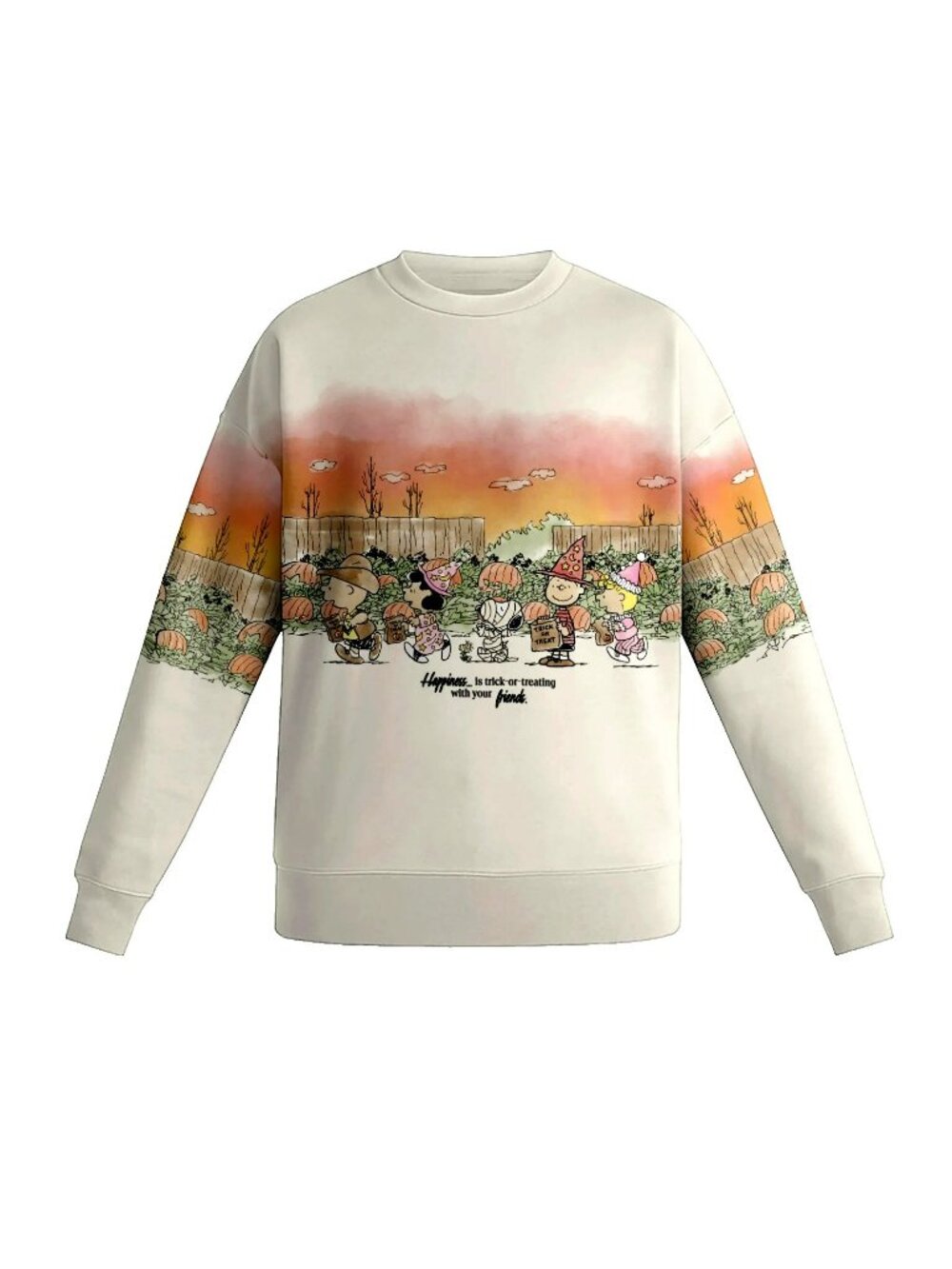 Peanuts Gang Snoopy And Friends Halloween Sunset Scene Sweatshirt Womens Large